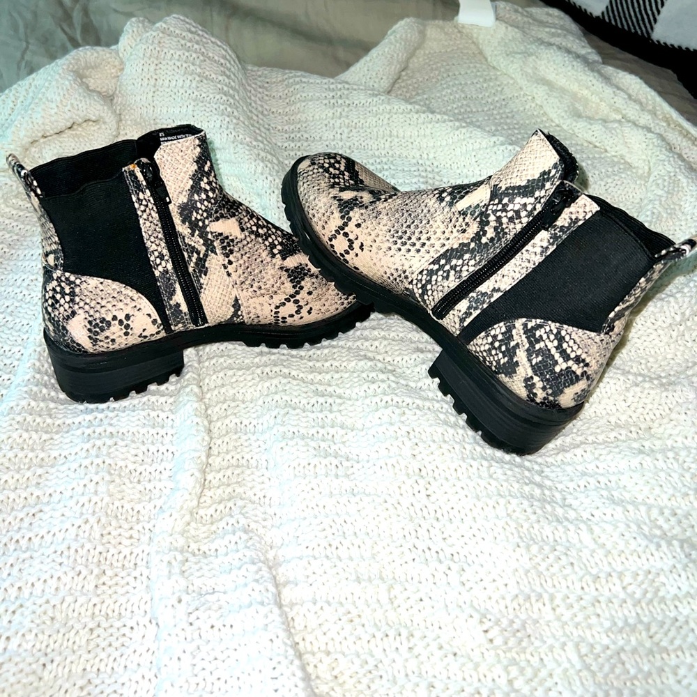 Snake skin ankle boots